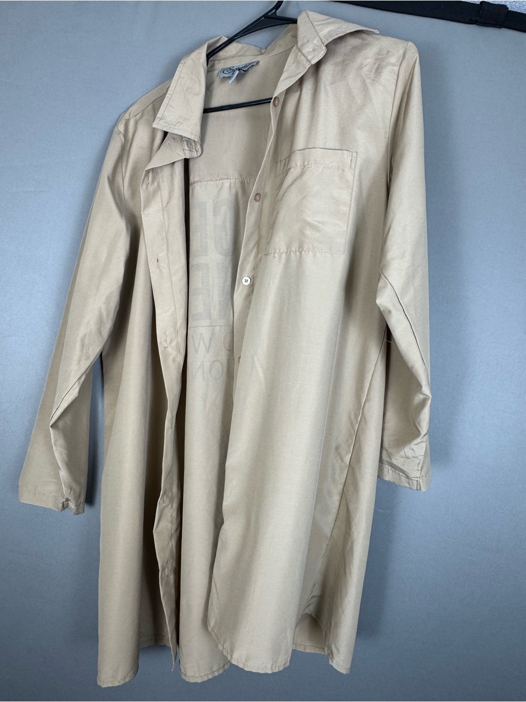 Shein Beige Long Shirt Jacket